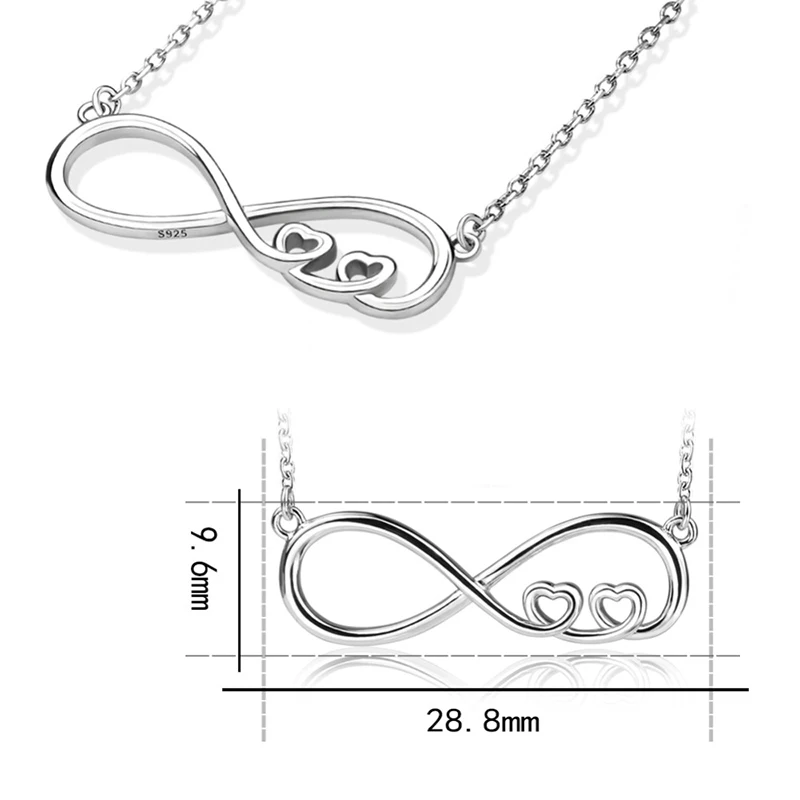 Стерлингового серебра 925 простой дизайн Бесконечность цепи кулон и ожерелье своими руками европейские ювелирные изделия для женщин подарок