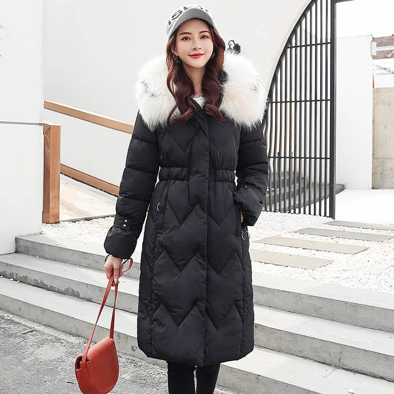 Winter parkas jackets new women's coats elegant fashion fur collar hooded thick long jacket winter snow coat parkas jackets