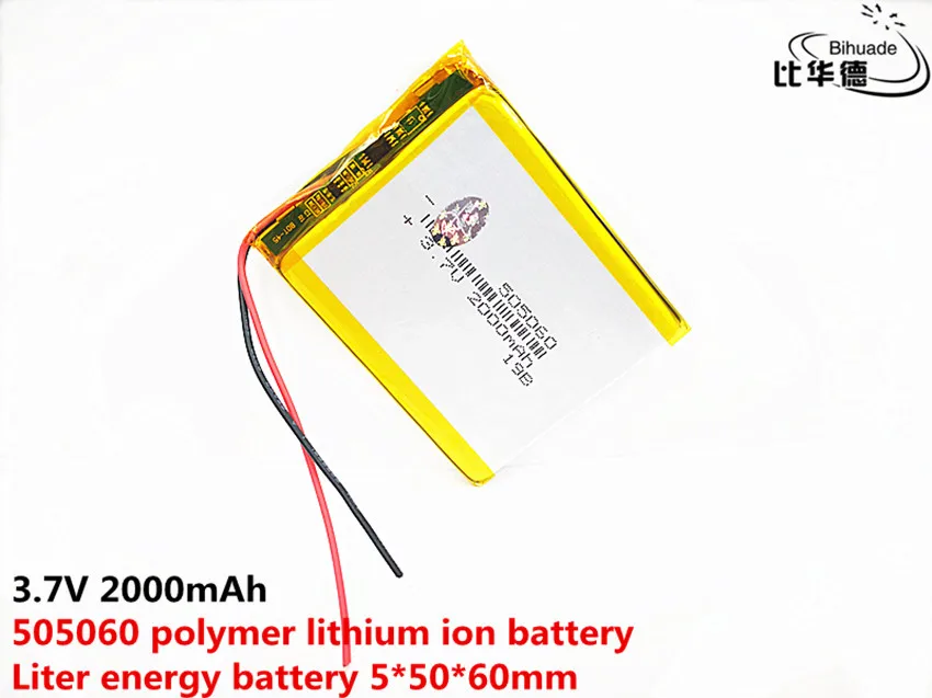 3 7 V 2000mAh 505060 литий полимерный ионный аккумулятор Lipo ячейки для домофона Bluetooth