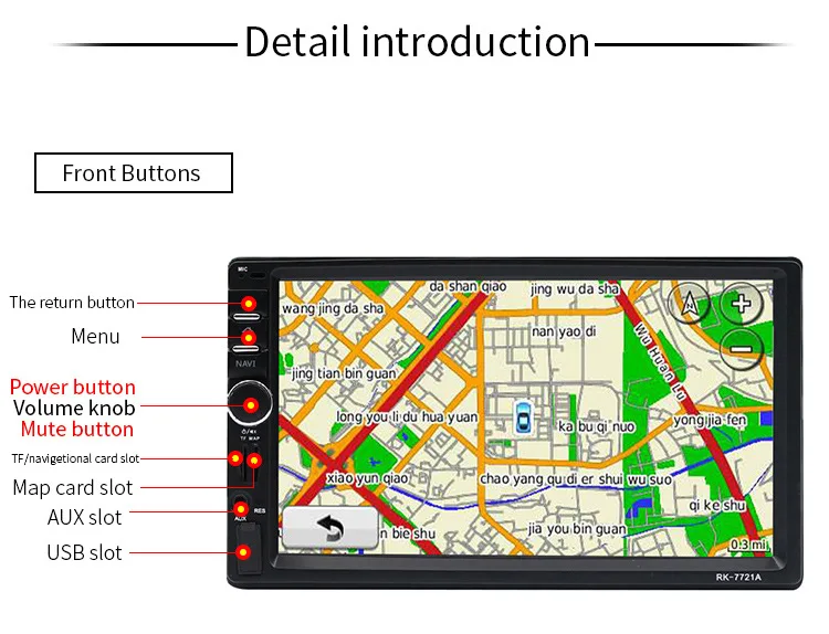 Excellent Automobile Capacitance Screen MP5 Player GPS Navigation Integrated Machine 7 Inch Vehicle Mounted Bluetooth Dual Spindle Machine 9