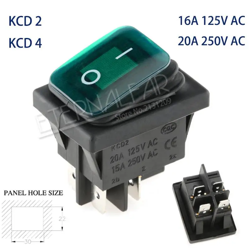 KCD1 KCD2 KCD4 KCD6 On Off 10A 16A 20A 125V 250V AC сверхмощный DPST герметичный водонепроницаемый авто лодка морской тумблер кулисный переключатель с