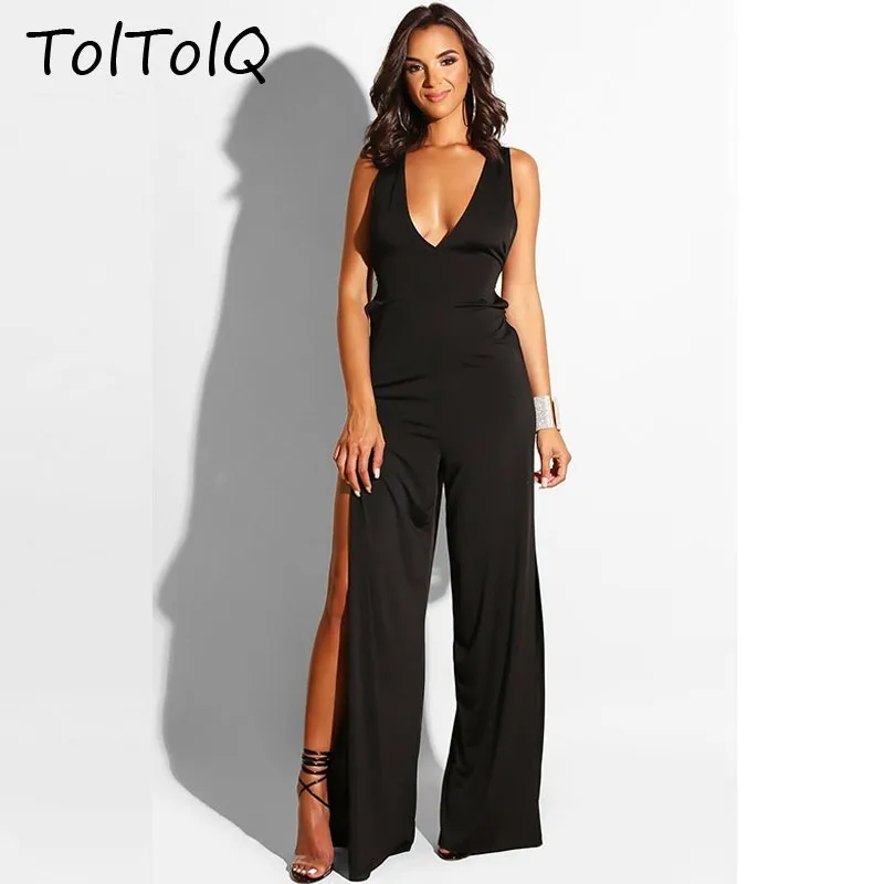 TolTolQ cuello en ahueca hacia fuera mono largo Bodycon para fiesta de invierno monos para mujer 2018 monos - AliExpress Ropa de mujer