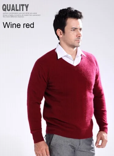 Новые оригинальные норковые кашемировые свитера мужские чистый кашемировые пуловеры, свитеры норковый свитер цена S109 - Цвет: wine red