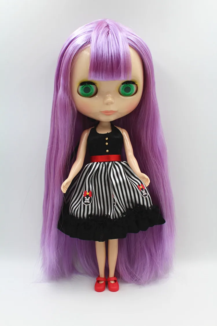 Blygirl Doll Purple Fringe Hair Blyth Body Doll Fashion Can Change