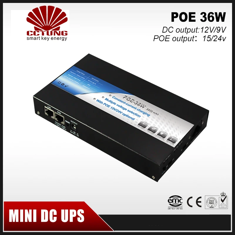 Mini Portable UPS with Max 36W 15 24VDC POE (Power Over Ethernet) and 9 12VDC Output Interface 8800