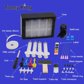 

Toney King Ciss ink Tank Print Continuous System With Ink Tube for HP 652 652XL Deskjet 1115 1118 2135 2136 2138 3635 3636 4538