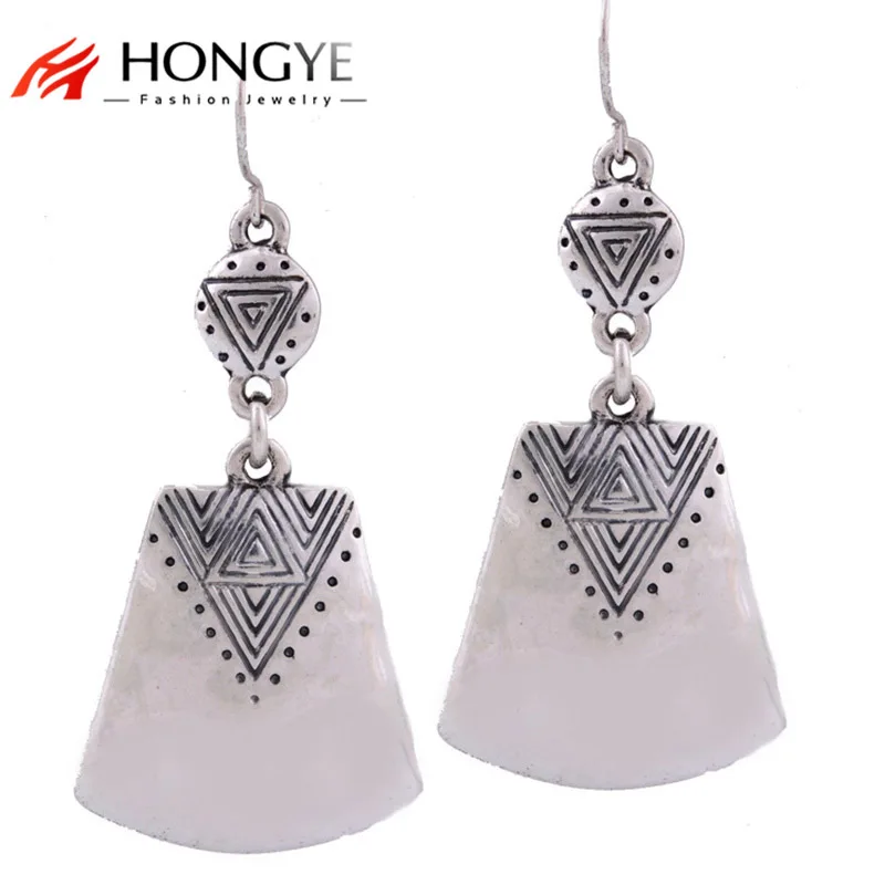 Серьги HuiMei женские винтажные с серебряным покрытием геометрические|earring designs for