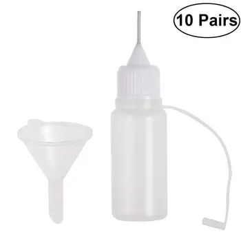 

10Pcs 30ml Needle Plastic Dropper Bottles Tip Glue Bottles with 10 Funnels for Liquids