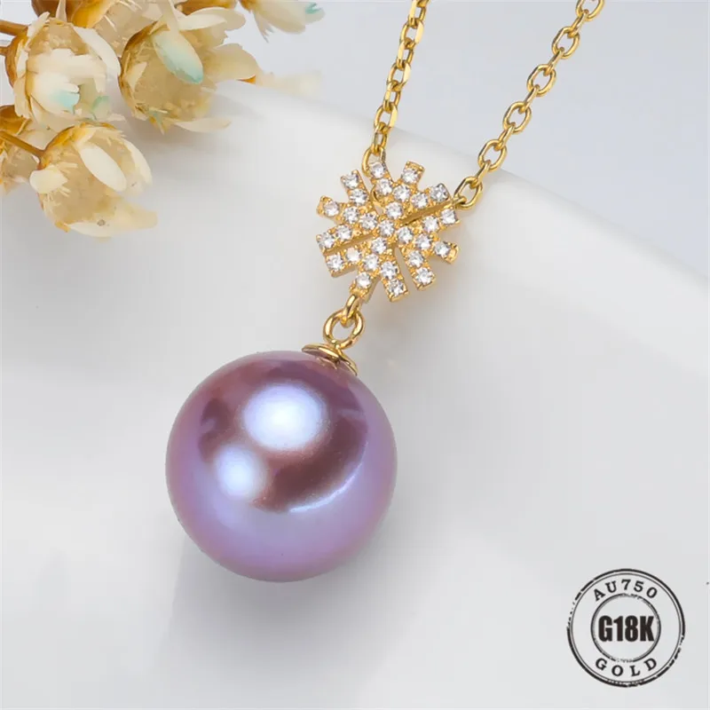 

DIY Pendant Jewelry Findings Blank Pendants Bracket AU750 G18K Yellow Gold Simple Bracket Natural Pearl Cap Accessories
