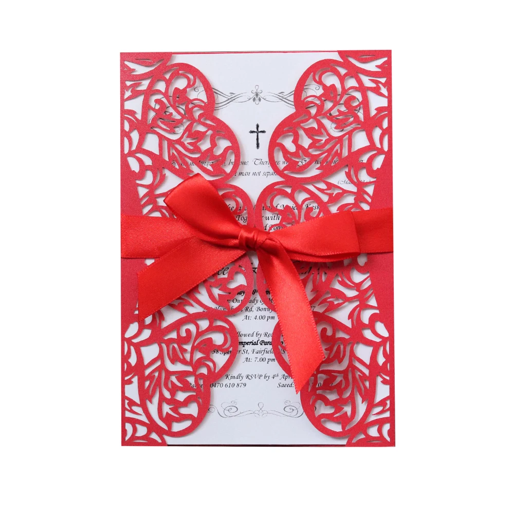  2019 new bow wedding blessing hollow invitation invitation white holiday card wedding annual greeti - 33037169037