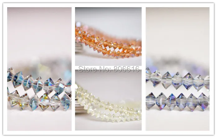 

3*6MM 370Pcs=4strands Mix 4 Colors UFO Tone Glass Crystal Strand Jewelry Loose Beads