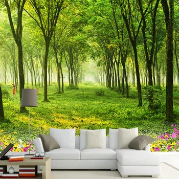 

Custom Any Size Mural Wallpaper 3D Nature Scenery Green Tree Photo Wall Paper Living Room TV Sofa Background Wall Murals Decor