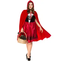 Плюс Размеры Косплэй костюм Красная Шапочка сексуальное платье взрослых карнавал Пурим костюм Для женщин костюмы на Хэллоуин