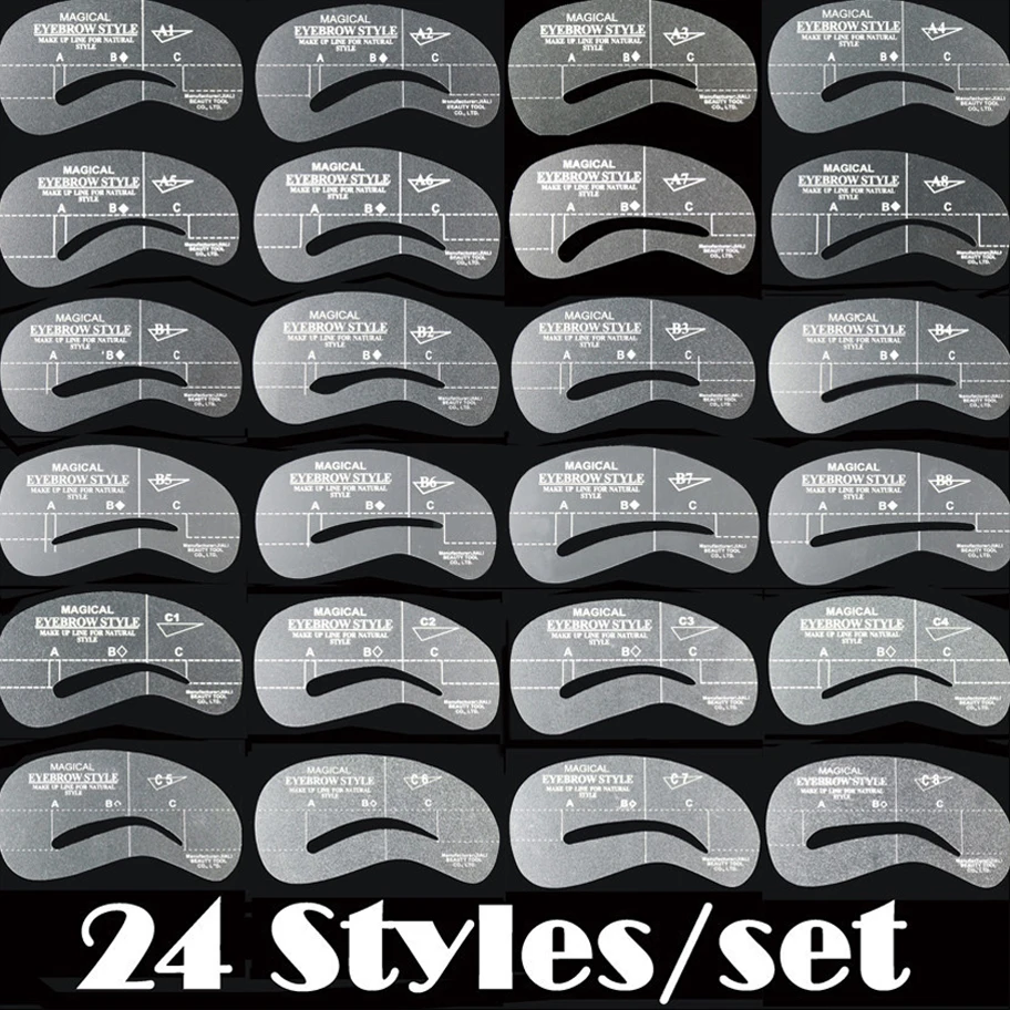 

24Styles/set Grooming Eyebrow Stencil Kit Makeup Tools DIY Beauty Eyebrow Template Stencil For Women Beauty Tools Accessories