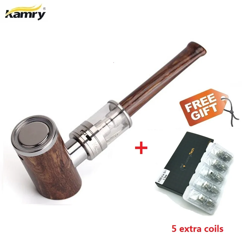 

Original Kamry K1000 Plus E-Pipe Kit e-cigarette with Extra 5pcs K1000Plus Atomizer coil wooden e Pipe Mod and 1100mAh battery