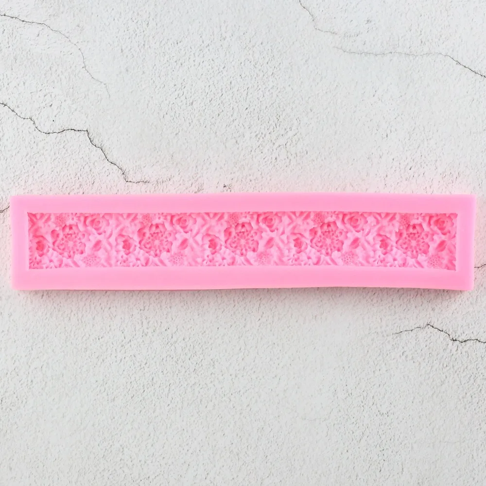 

Lace Flower Wedding Cake Silicone Beautiful Flower Lace Fondant Mold Mousse Sugar craft Icing Mat Pad Pastry Baking Tool