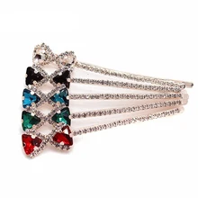 1 пара модные женские аксессуары для волос красные и зеленые прозрачные стразы бант заколка украшения девочки