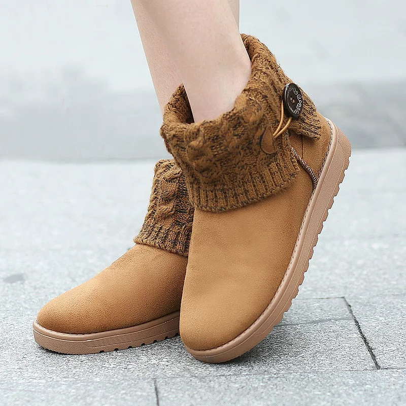 

2018 Women Boots Winter Plush Snow Ankle Boots Warm Cotton Fur Shoes Woman Flat Heels Girls Ladies Woolen Black Red Botas Mujer