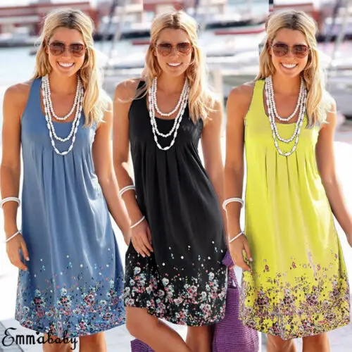 

Women Summer Boho Short Mid Dress Cocktail Evening Party Dresses Beach Sundress