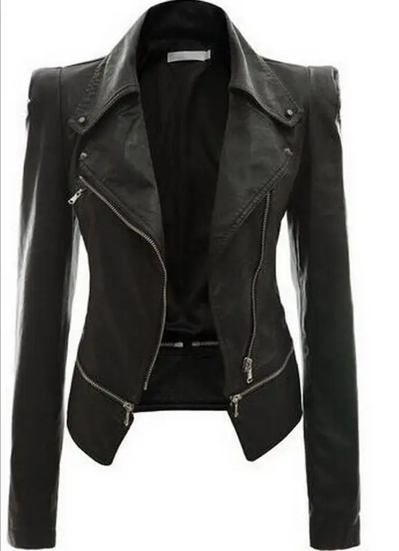 

women coat autumn winter fashion short design leather coats slim faux leather jacket ladies motorcycle pu jacket coats