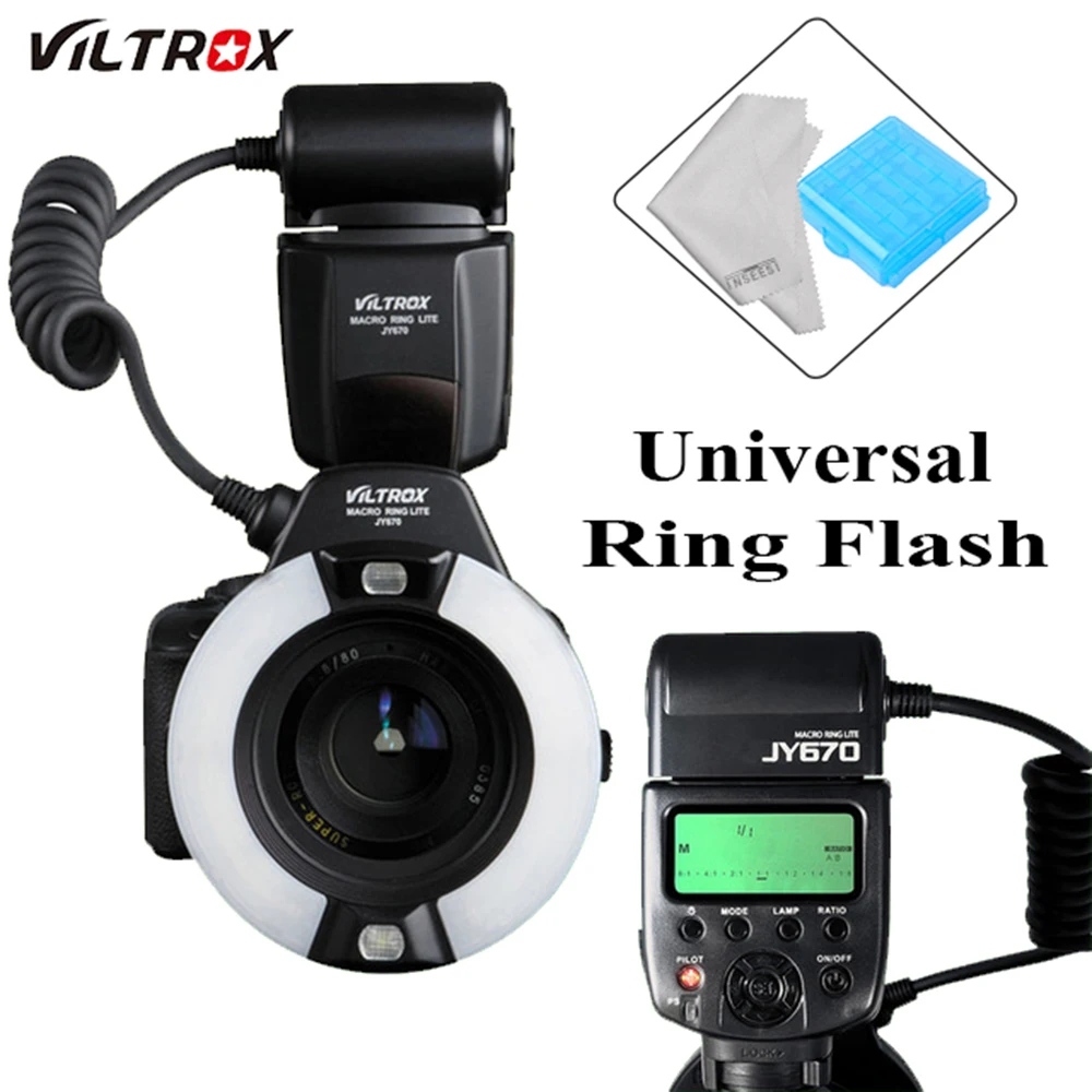 

Viltrox JY-670 Universal Macro Ring flash DSLR Camera LCD Macro Ring Lite Flash Speedlite for Canon Nikon Pentax Olympus
