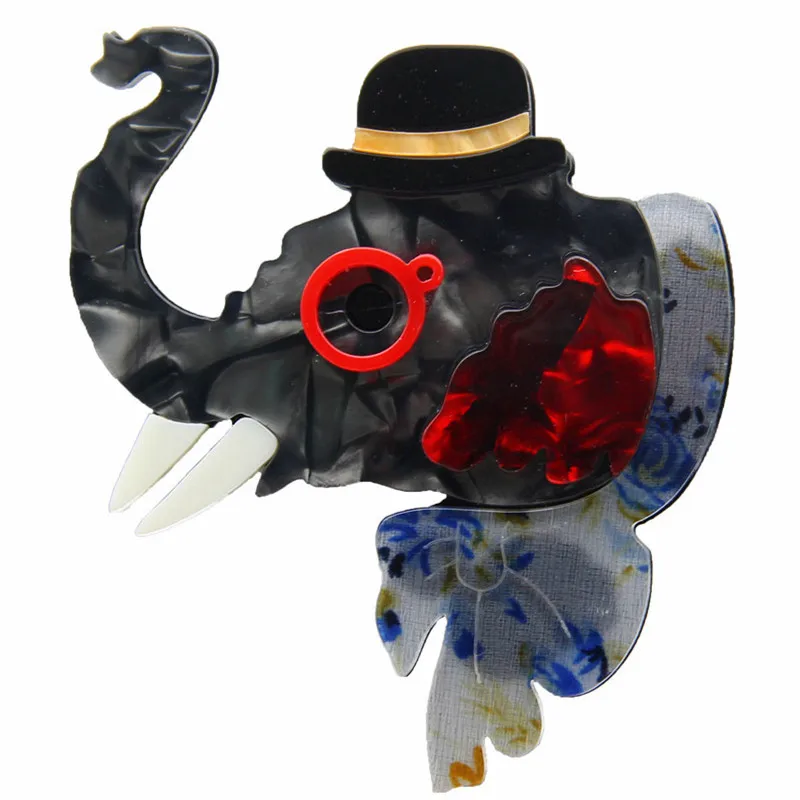 FishPeach Large Elephant Brooch Texture Acrylic Brooches For Women Children Scarf Bag Corsage Pins Animal Jewelry Accessories | Украшения и