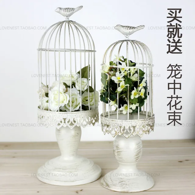 French Finishing Iron White Decorative Bird Cages Candlestick French Finishing Iron White Decorative Bird Cages Candlestick Weddings Cage Decoration Home Candle Holders