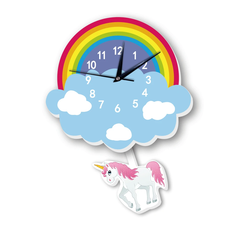 Funlife Unicorn Sevimli Karikatur Sarkacli Saat Arap Rakamlari Sessiz Quartz Saat Hareketi Duvar Saati Dekor Kidroom Icin Uwc001 Clock Decoration Decor For Wallwall Decor Aliexpress