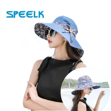 Фирменная Новинка Панама шапки для женщин летние печати Двусторонняя козырек шляпа шапочка для бассейна широкими полями Защита от солнца капот