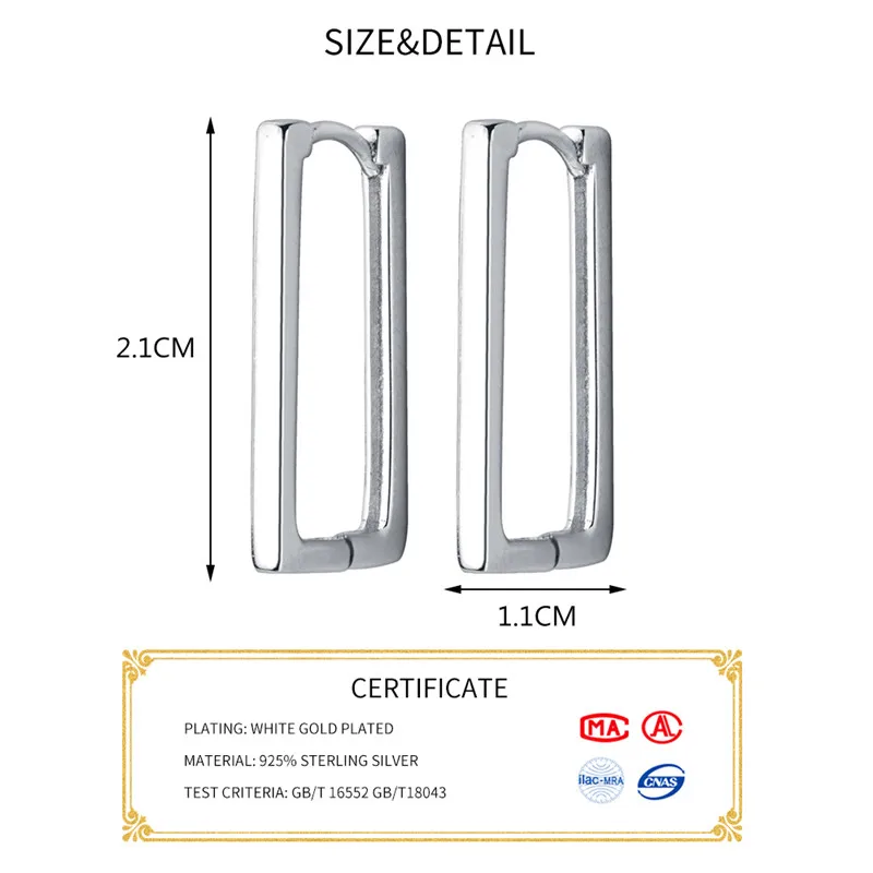 INZATT, настоящее Серебро S925 пробы, минималистичные геометрические глянцевые прямоугольные серьги-кольца для модных женщин, вечерние ювелирные украшения, подарок