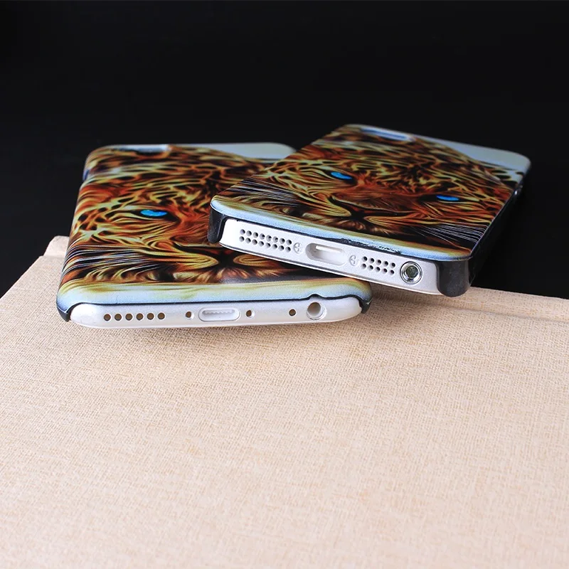 Случаях Для iphone 5 5s SE 6 S 7 Жесткого Пластика Черный Край лев леопард Больно Case Cover 7| |