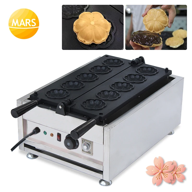 

Mars Commercial Use 110V 220V 5pcs Flower Shape Automatic Electric Sakura Waffle Maker Machine Pan Baker Iron Grill