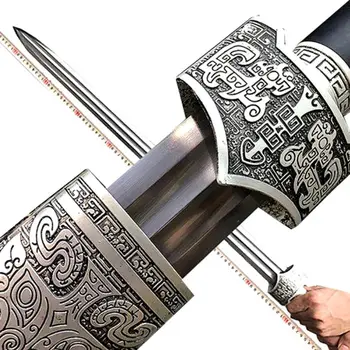 

Hand-Forging Edge Sharp Chinese Sword KungFu Han Jian Full Tang High Carbon Steel Double Groove Blade Home Decorate Real Swords