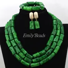 Хорошо сделано зеленый Коралл Бусины Цепочки и ожерелья в африканском стиле Свадебные ювелирные изделия Для женщин набор бижутерии Новинка г., cj585