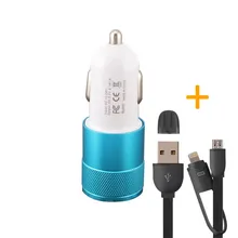 Зарядное устройство для мобильного телефона, комплект автомобильного зарядного устройства Dual USB+ usb-кабель 2 в 1 для телефонов Xiaomi Maze Alpha Android для iOS iPhone 7 6 и т. д