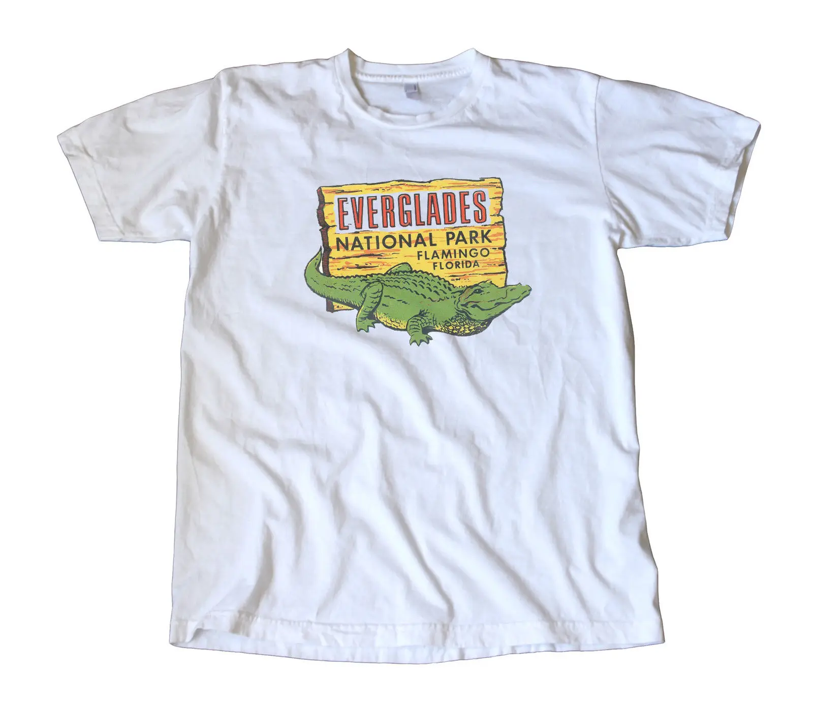 Винтаж Everglades парк Фламинго Флорида путешествия наклейка T-shirt-Alligators подарок печати t-shirt, хип-хоп tee shirt, NEW футболки arrival Винтаж Everglades парк Фламинго Флорида путешествия наклейка T-shirt-Alligators подарок печати t-shirt, хип-хоп tee shirt, NEW футболки arrival