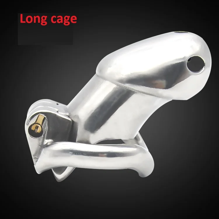 

New deisn Long Steel Male Lock cage Male chastity man birdlock male cages bound chastity device cage lock penis bondage