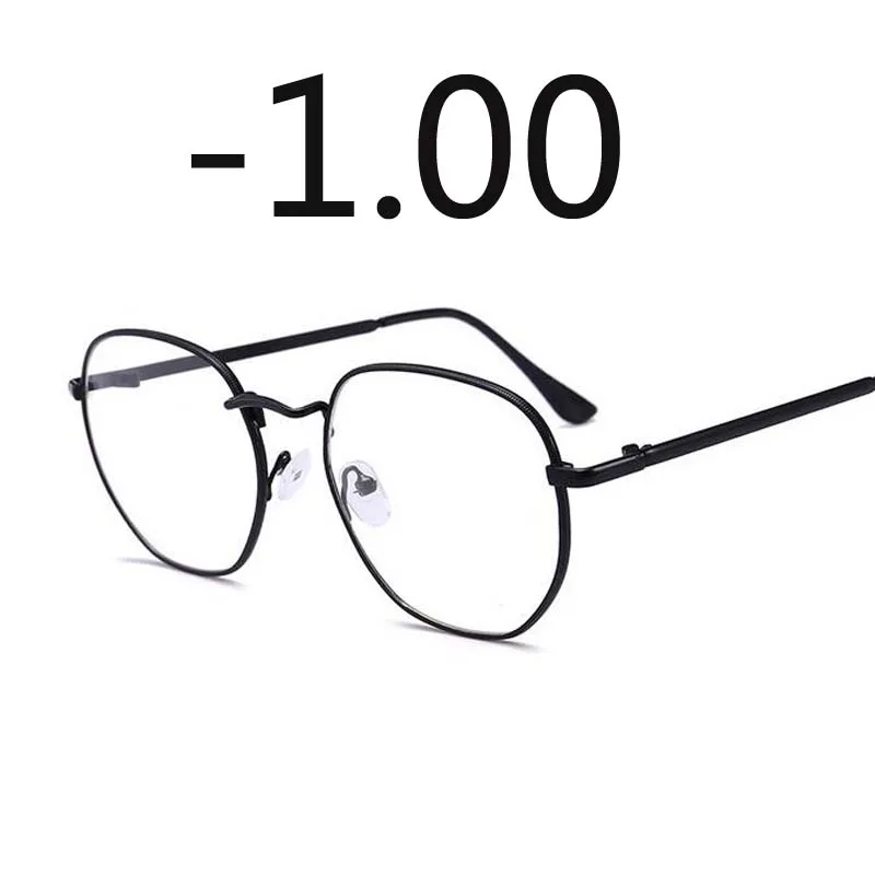 Оправа для очков из сплава, Женская оправа для близорукости, женские винтажные очки-1,0-1,5-2,0-2,5-3,0-3,5-4,0 - Цвет оправы: Black Myopia100