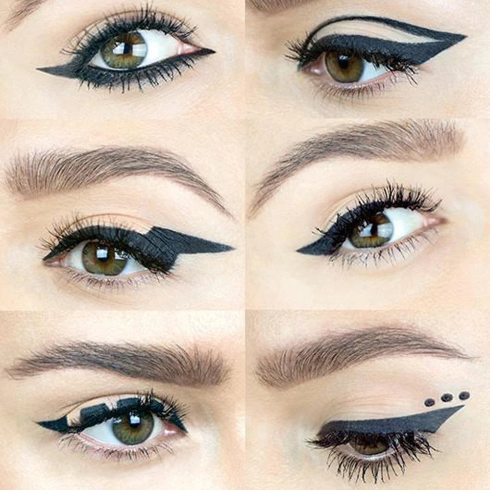 PHOERA Zwart 2in1DIY Sexy Eyeliner Pen Lasting Waterproof Eyeliner Dubbele Kanten Eye Lijn + Corrector Pen Enhancer Tattoo