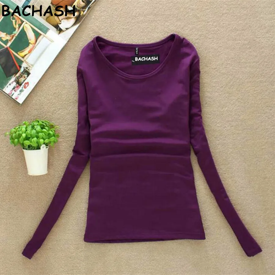 Bachash 100% جودة عالية البلوزات س الرقبة بأكمام طويلة البلوز المرأة سترة قميص الأساسية أعلى سترة محبوك الصلبة أسود أبيض