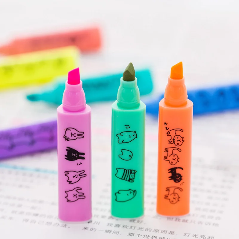 

6 set/Lot Mini marker highlighter pen 8 color Cartoon penguin bear panda Fancy gifts Stationery Office School supplies FB444