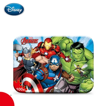 

Disney Iron Box Jigsaw Puzzle Super Pan 100 Piece Children's Intelligence Development Quality Wood Plane Puzzle The Avengers
