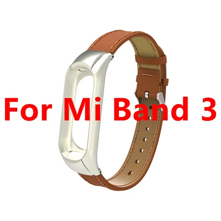 Кожаный ремешок mi Band 4 для Xiaomi mi Band 4 mi band 4 умный Браслет Анти-потеря спортивный браслет mi Band 3 ремешок умные аксессуары - Цвет: Brown For Band 3