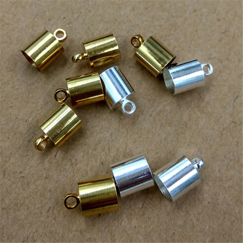 100pcs/lot Size 6mm Hole Original Brass/Bronze/Silver Plated Rope End