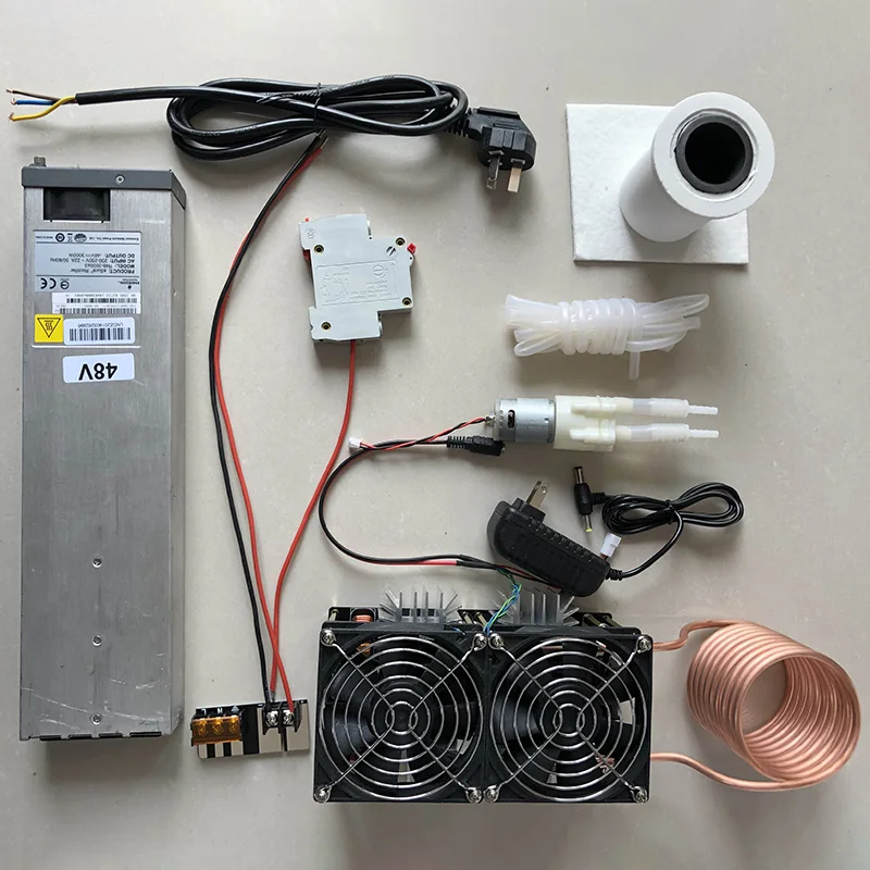 

1800W ZVS Induction Heater Induction Heating PCB Board Heating Machine Melted Metal + Coil Mayitr+ Crucible+Pump+Power Supply