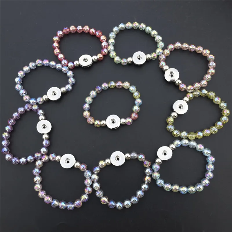 

Children Girls Glassy Glitter Acrylic Beads 18mm Snap Buttons Bracelet Kids 16cm Length Jewelry