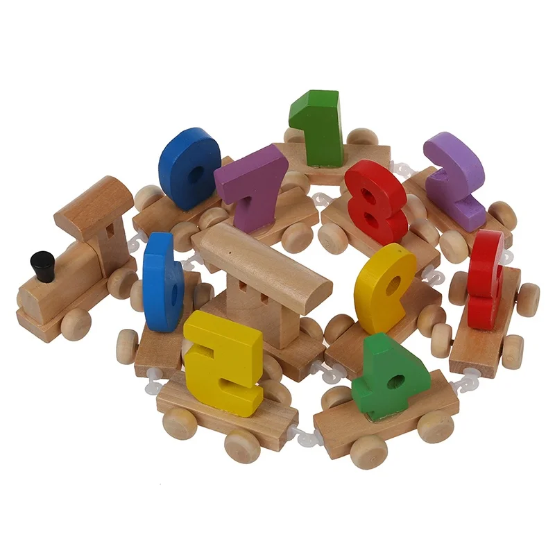 

Digital Number Wooden Train Figures Railway Kids Wood Mini Toy Educational