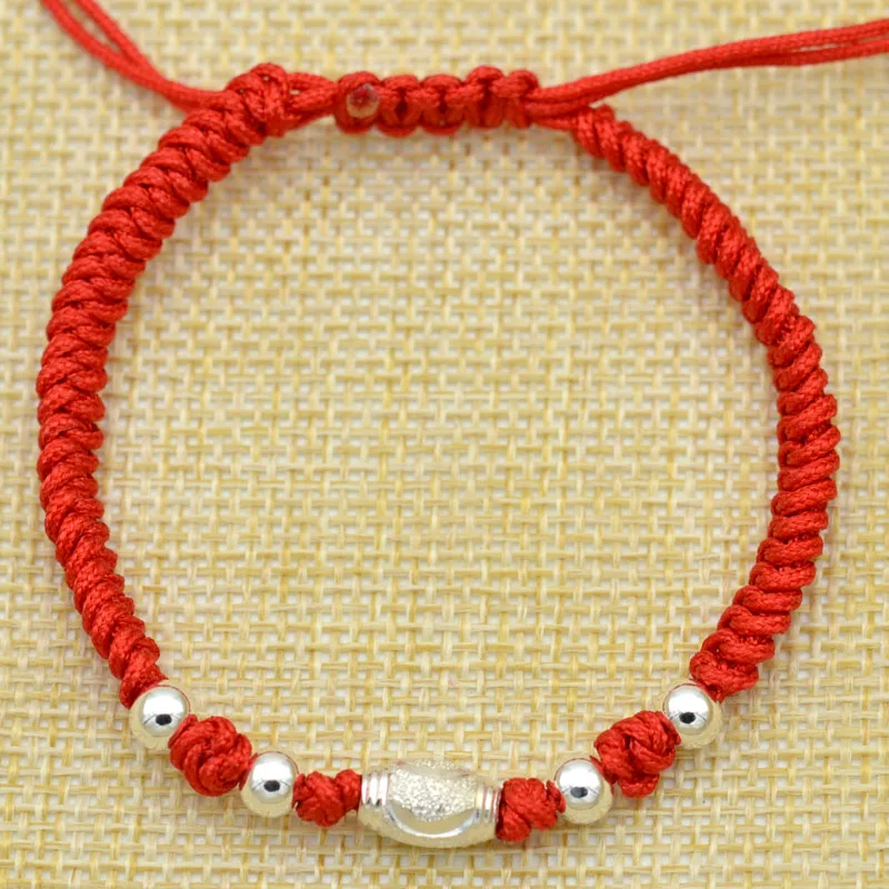 

Bracelets Jewelry Party Gifts Adjustable 925 Sterling Silver Lucky Red String Bead Bracelet For Men Or Women