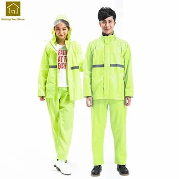 

Waterproof Womens Raincoat Suit Men Motorcycle Rainwear Outdoor Ladies Rain Coats Pants Impermeable Mujer Para Lluvia LKR172