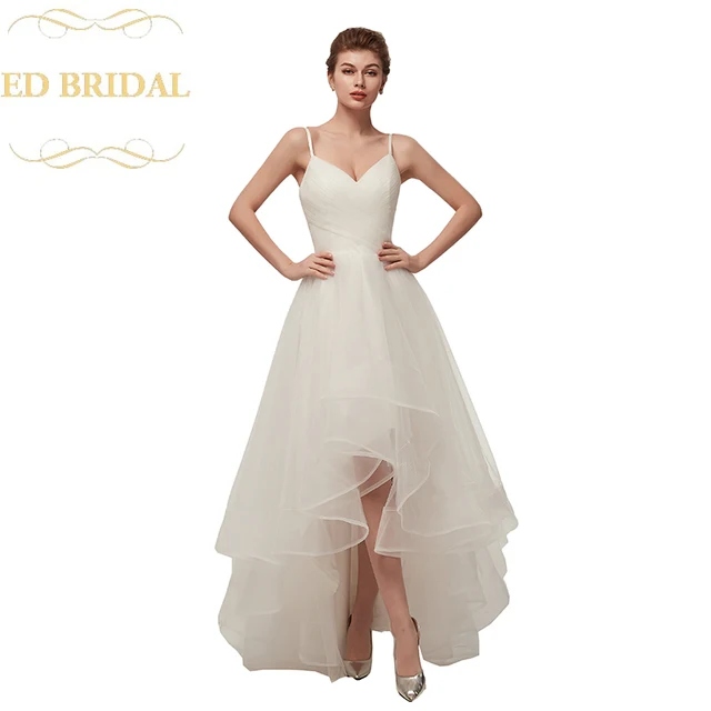 Ed Bridal Small Orders Online Hot Ing Spaghetti Straps Tulle Beach Style Hi Low Wedding Dress Western Country Bridal Gown Plus Size Includedus 99 00
